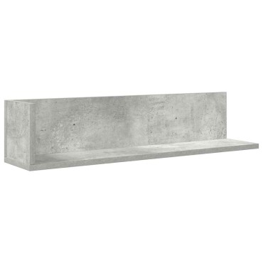 vidaXL Ράφια τοίχου 2 τεμ. Μπετόν Γκρι 75x16,5x16,5cm Ξύλο μηχανής