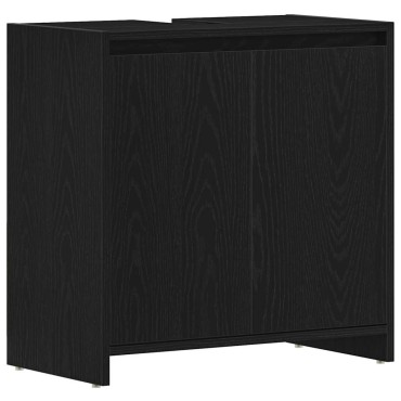 vidaXL Ντουλάπι μπάνιου Μαύρη βελανιδιά 60x33x60cm Κατασκευασμένο ξύλο
