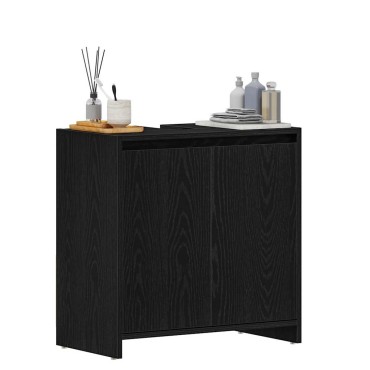 vidaXL Ντουλάπι μπάνιου Μαύρη βελανιδιά 60x33x60cm Κατασκευασμένο ξύλο