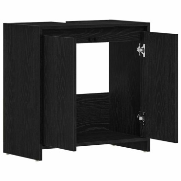 vidaXL Ντουλάπι μπάνιου Μαύρη βελανιδιά 60x33x60cm Κατασκευασμένο ξύλο