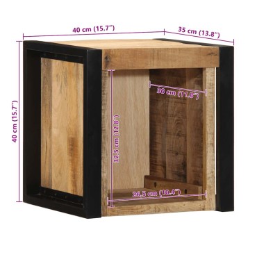 vidaXL Κομοδίνο 40x35x40cm Στερεό ακατέργαστο ξύλο Mango 1 τεμ.