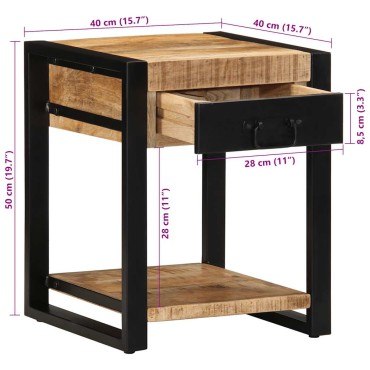 vidaXL Side Table 40x40x50cm Στερεό ακατέργαστο ξύλο Mango