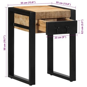 vidaXL Side Table 35x35x50cm Στερεό ακατέργαστο ξύλο Mango