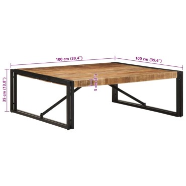 vidaXL Τραπεζάκι σαλονιού 100x100x35cm Στερεό ακατέργαστο ξύλο Mango 1 τεμ.