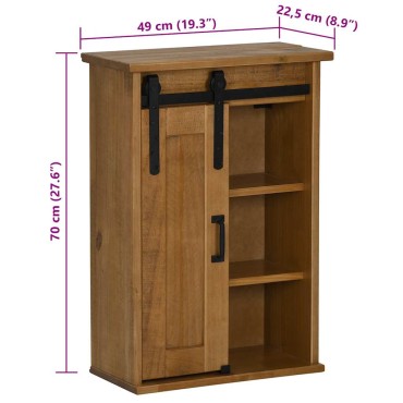vidaXL κρεμαστό ντουλάπι HALDEN με συρόμενη πόρτα 49x22,5x70cm Πεύκο 1 τεμ.