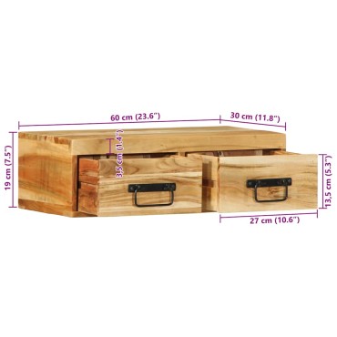 vidaXL Επίτοιχο ντουλάπι τηλεόρασης 60x30x19cm Μασίφ ξύλο ακακίας