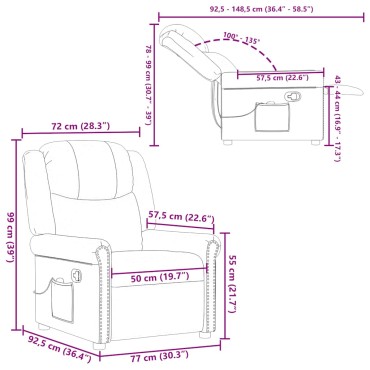 vidaXL Πολυθρόνα Μασάζ Γυαλ. Καφέ Συνθ. Δέρμα 77x92,5x99 cm 1 τεμ.