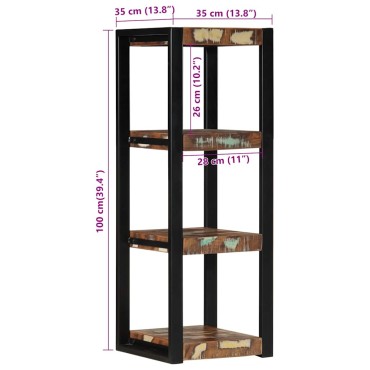 vidaXL Ράφι τοίχου Πολύχρωμο 35x35x100cm Στερεό ξύλο ανακτημένο 1 τεμ.