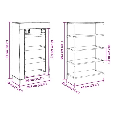 ντουλάπι παπουτσιών vidaXL Γκρι 60,5x30x97cm Μη υφασμένο ύφασμα