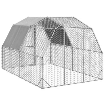 vidaXL Τρέξιμο για κοτόπουλα με οροφή 2,5x4x2,25 μ. από Γαλβ. Χάλυβα