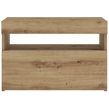 vidaXL Κομοδίνο με φώτα LED Αρτισιανή Δρυς 60x35x40cm από Επεξ. Ξύλο 1 τεμ.