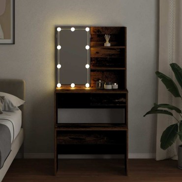 vidaXL Μπουντουάρ Σετ με LED Όψη Παλαιού Ξύλου από Επεξεργασμένο Ξύλο 74,5x40x141cm 1 τεμ.