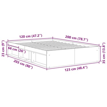vidaXL Πλαίσιο κρεβατιού χωρίς στρώμα 120x200 εκ. Επεξεργασμένο Ξύλο