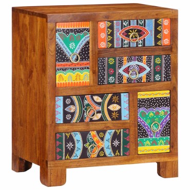 vidaXL Sideboard Πολύχρωμο 50x35x60 μασίφ ξύλο ακακίας