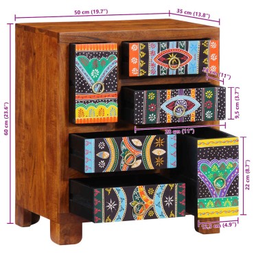vidaXL Sideboard Πολύχρωμο 50x35x60 μασίφ ξύλο ακακίας