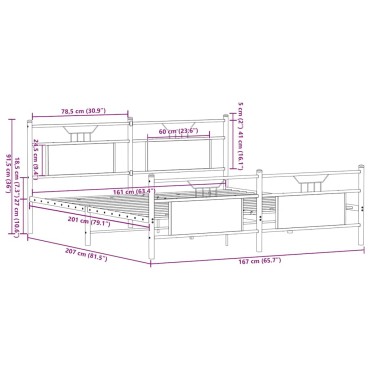 vidaXL Σκελετός Κρεβ. Χωρίς Στρώμα Sonoma Δρυς 160x200 εκ. Μεταλλικό