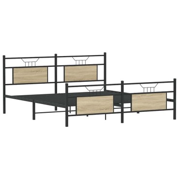 vidaXL Σκελετός Κρεβ. Χωρίς Στρώμα Sonoma Δρυς 160x200 εκ. Μεταλλικό