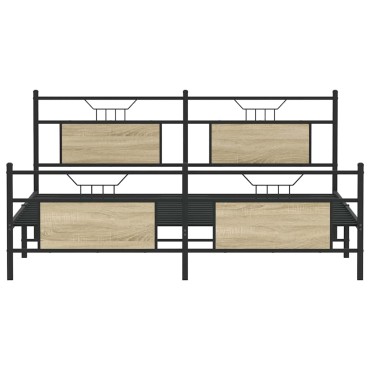 vidaXL Σκελετός Κρεβ. Χωρίς Στρώμα Sonoma Δρυς 160x200 εκ. Μεταλλικό