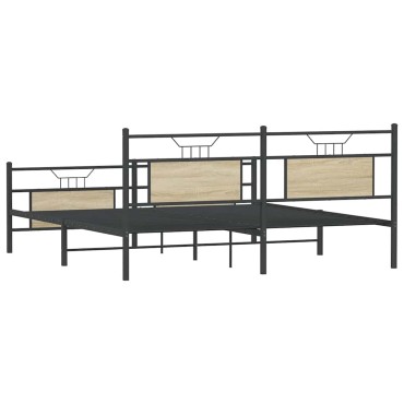 vidaXL Σκελετός Κρεβ. Χωρίς Στρώμα Sonoma Δρυς 160x200 εκ. Μεταλλικό