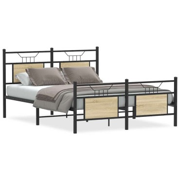 vidaXL Πλαίσιο Κρεβατιού Χωρ. Στρώμα Sonoma Δρυς 150x200εκ. Επ. Ξύλο