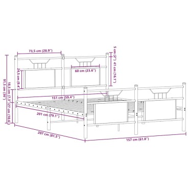 vidaXL Πλαίσιο Κρεβατιού Χωρ. Στρώμα Sonoma Δρυς 150x200εκ. Επ. Ξύλο