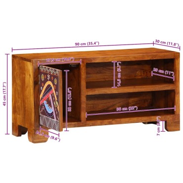 vidaXL Ντουλάπι τηλεόρασης πολύχρωμο 90x30x45 μασίφ ξύλο ακακίας