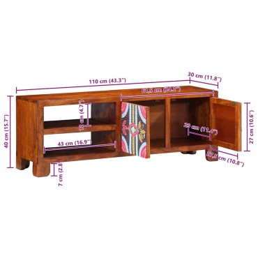vidaXL Ντουλάπι τηλεόρασης πολύχρωμο 110x30x40 μασίφ ξύλο ακακίας
