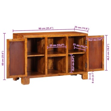 vidaXL Sideboard Πολύχρωμο 90x35x60 μασίφ ξύλο ακακίας