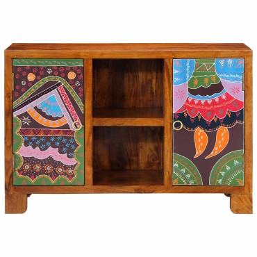 vidaXL Sideboard Πολύχρωμο 90x35x60 μασίφ ξύλο ακακίας