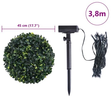 vidaXL Τεχνητές μπάλες πυξάρι με φώτα LED 2 τεμ. Πράσινο 45 εκ.