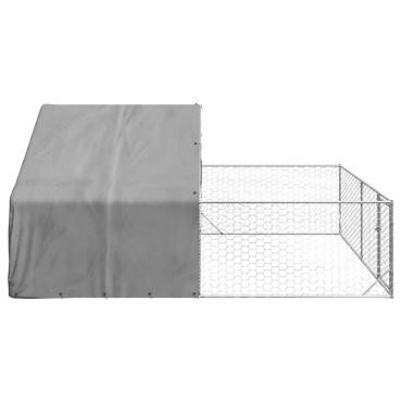 vidaXL Κλουβί Σκύλου Εξωτερ. Χώρου με τρεχάλα 5x3x1,9μ. Γαλβαν. Ατσάλι