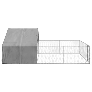 vidaXL Κλουβί Σκύλου Εξωτερ. Χώρου με τρεχάλα 6x3x1,9μ. Γαλβαν. Ατσάλι