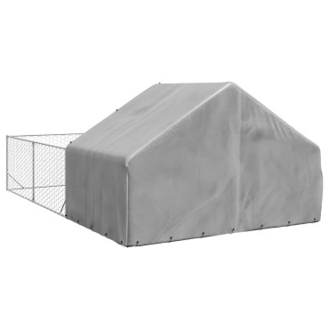 vidaXL Κλουβί Σκύλου Εξωτερ. Χώρου με τρεχάλα 6x3x1,9μ. Γαλβαν. Ατσάλι