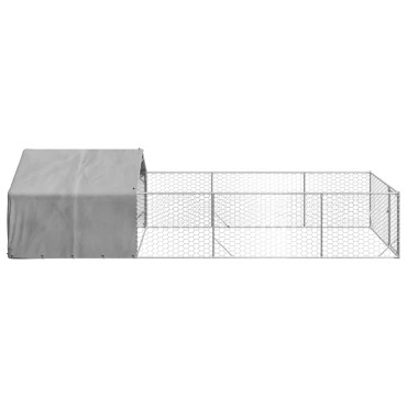 vidaXL Κλουβί Σκύλου Εξωτερ. Χώρου με τρεχάλα 6x2x1,5μ. Γαλβαν. Ατσάλι