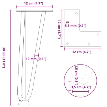 vidaXL Πόδια για Τραπεζάκι Καφέ 4 τεμ. Φυσικό από μασίφ ατσάλι