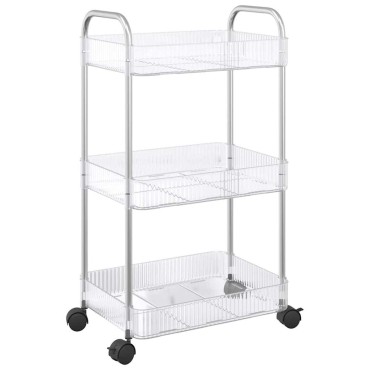vidaXL Καρότσι αποθήκευσης 3 Επίπεδα Διαφανές 37x28x68 εκ. Ακρυλικό