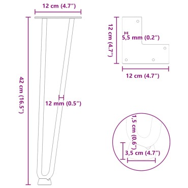 vidaXL Πόδια για Τραπεζάκι Καφέ 4 τεμ. Μαύρο από μασίφ ατσάλι