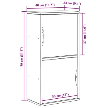 vidaXL Βοηθητικό Ντουλάπι ODDA Λευκό 40x24x79cm από Μασίφ Ξύλο Πεύκου 1 τεμ.