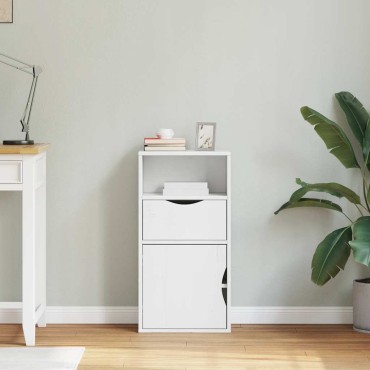 vidaXL Συρταριέρα με Συρτάρι ODDA Λευκό 40x24x79cm Μασίφ Ξύλο Πεύκου 1 τεμ.