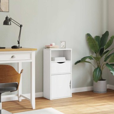 vidaXL Συρταριέρα με Συρτάρι ODDA Λευκό 40x24x79cm Μασίφ Ξύλο Πεύκου 1 τεμ.