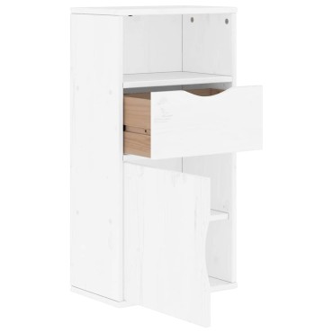 vidaXL Συρταριέρα με Συρτάρι ODDA Λευκό 40x24x79cm Μασίφ Ξύλο Πεύκου 1 τεμ.