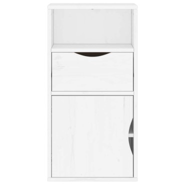 vidaXL Συρταριέρα με Συρτάρι ODDA Λευκό 40x24x79cm Μασίφ Ξύλο Πεύκου 1 τεμ.