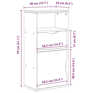 vidaXL Συρταριέρα με Συρτάρι ODDA Λευκό 40x24x79cm Μασίφ Ξύλο Πεύκου 1 τεμ.