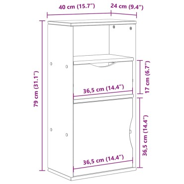 vidaXL Συρταριέρα με Συρτάρι ODDA 40x24x79cm από Μασίφ Ξύλο Πεύκου 1 τεμ.