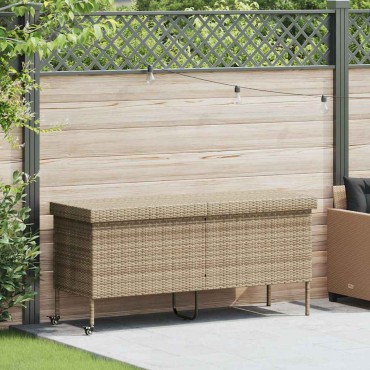 vidaXL Κουτί Αποθήκευσης Κήπου με Ρόδες 160x55x75cm Συνθετικό Ρατάν 1 τεμ.