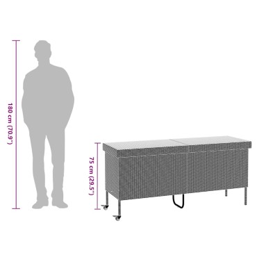 vidaXL Κουτί Αποθήκευσης Κήπου με Ρόδες 160x55x75cm Συνθετικό Ρατάν 1 τεμ.