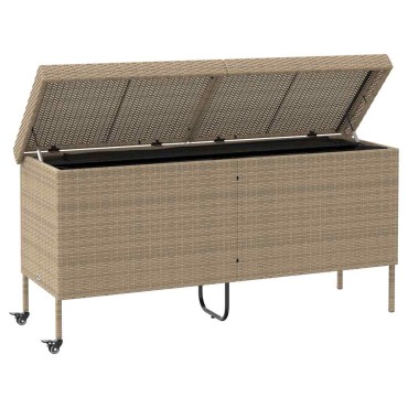 vidaXL Κουτί Αποθήκευσης Κήπου με Ρόδες 160x55x75cm Συνθετικό Ρατάν 1 τεμ.