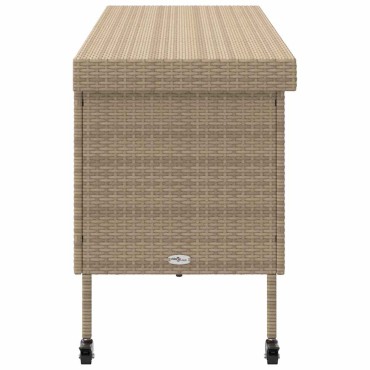 vidaXL Κουτί Αποθήκευσης Κήπου με Ρόδες 160x55x75cm Συνθετικό Ρατάν 1 τεμ.