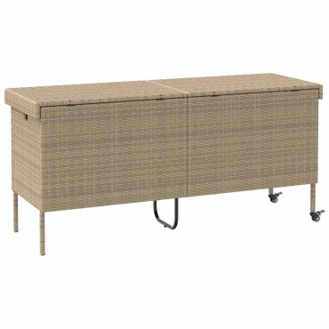 vidaXL Κουτί Αποθήκευσης Κήπου με Ρόδες 160x55x75cm Συνθετικό Ρατάν 1 τεμ.
