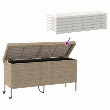 vidaXL Κουτί Αποθήκευσης Κήπου με Ρόδες 160x55x75cm Συνθετικό Ρατάν 1 τεμ.